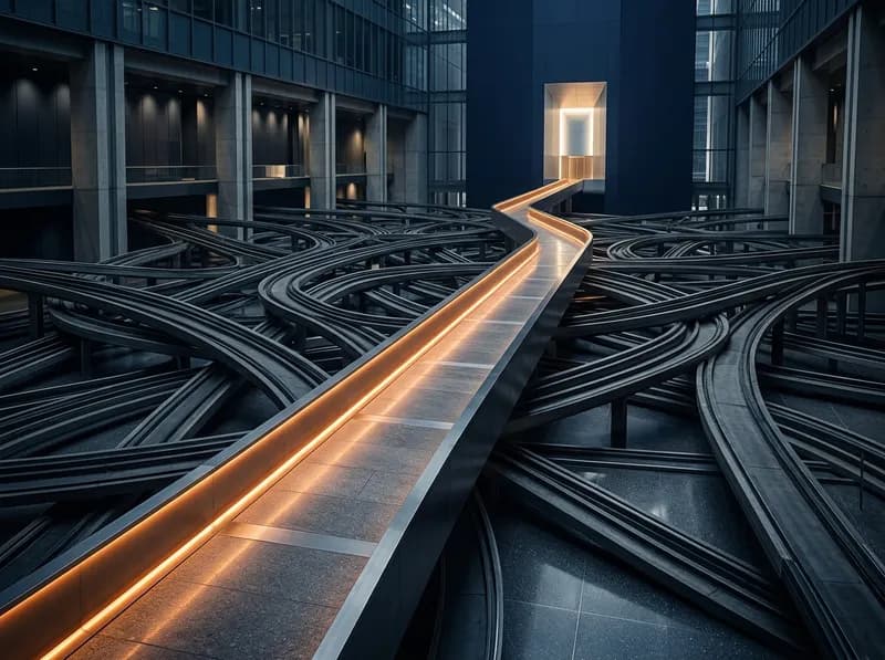 Produktmanagement & Strategy – Abstrakte Visualisierung von Produktstrategie und Marktausrichtung